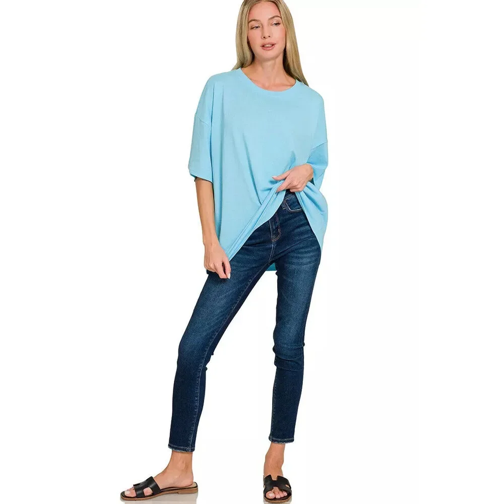 Zenana Cotton Short Sleeve Oversized Tunic Tee